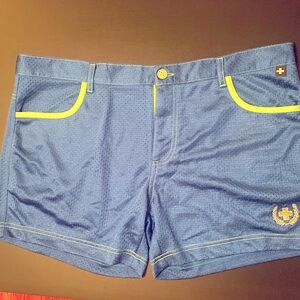 Andrew Christian royal blue and neon green shorts, size 36